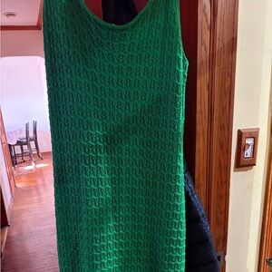 Bright Green Open-Knit Strap Long Dress